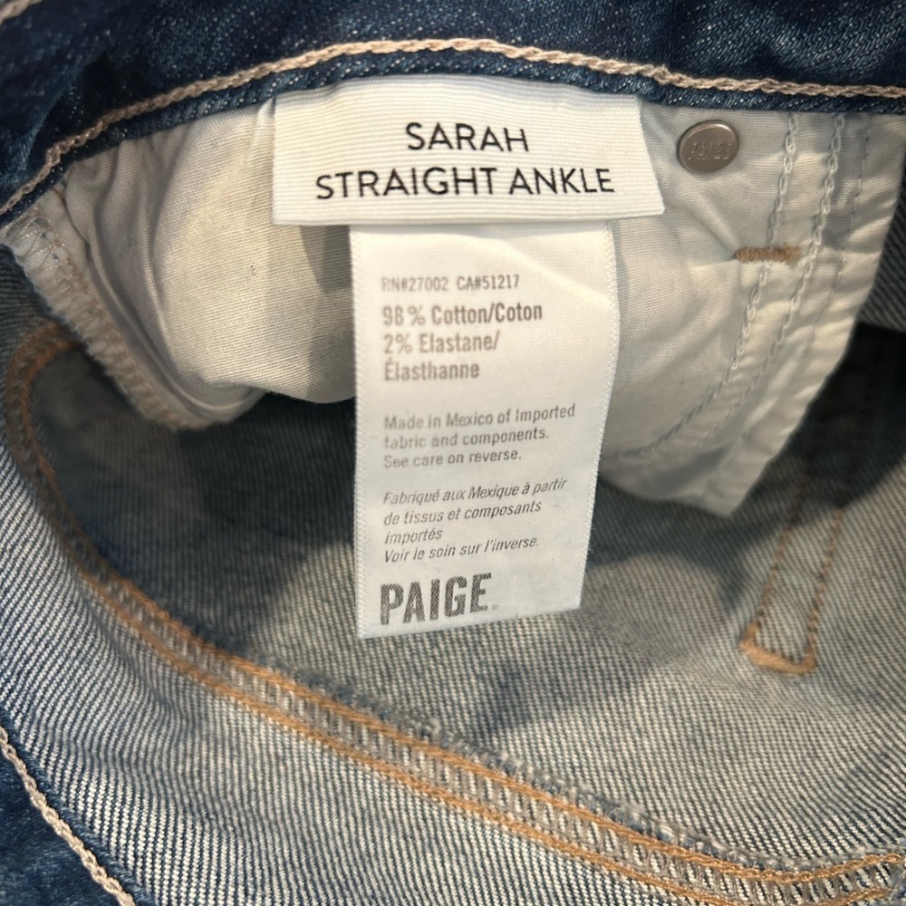 Paige-Sarah Straight Ankle size 29 Blaine wash - Picture 5 of 16